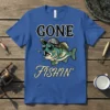 Gone Fishin' t-shirt with a cartoon bass wearing sunglasses and a hat, ready for a fishing trip