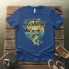 Gone Fishing The Fishing Legend t-shirt with vintage bass fishing graphic and canoe scene
