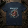 Gonkulator Steampunk Machine T-Shirt with retro mechanical design and glowing tubes
