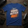 Good Better Best motivational t-shirt with a graphic of a rhino and bold text, suitable for gym and fitness enthusiasts