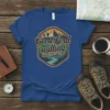 Good Lord Willing & The Creek Don't Rise T-Shirt with mountain and river graphic