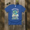 Retro "Good Planet Its Your Earth Day" t-shirt design featuring a smiling cartoon Earth character holding flowers