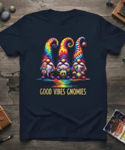 GOOD VIBES GNOMIES stylish graphic design printed on comfortable cotton t-shirt