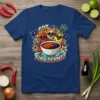 Got Finadenne? t-shirt design featuring cartoon chili pepper, onion, and pineapple characters holding Guam flags and a bowl of Fina'denne'