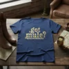 Navy blue t-shirt with gold glitter "got mule?" text and geometric tribal pattern
