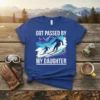 Got Passed By My Daughter skiing t-shirt design with two skiers on a mountain slope