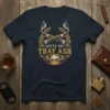Gotta Tap That Ash text with crossed cigars and an ashtray graphic on a navy t-shirt