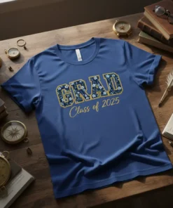 GRAD Class of 2025 unique graphic design printed on comfortable cotton t-shirt