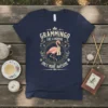 Navy t-shirt with "Grammingo Like a Normal Only More Awesome" text and a flamingo graphic