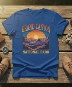 Grand Canyon National Park T-Shirt with vintage sunset and mountain graphic