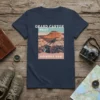 Grand Canyon West Arizona USA text and landscape graphic on a navy blue t-shirt, vintage travel poster style