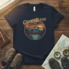 Grand Teton National Park vintage graphic tee with mountains, lake, and pine trees