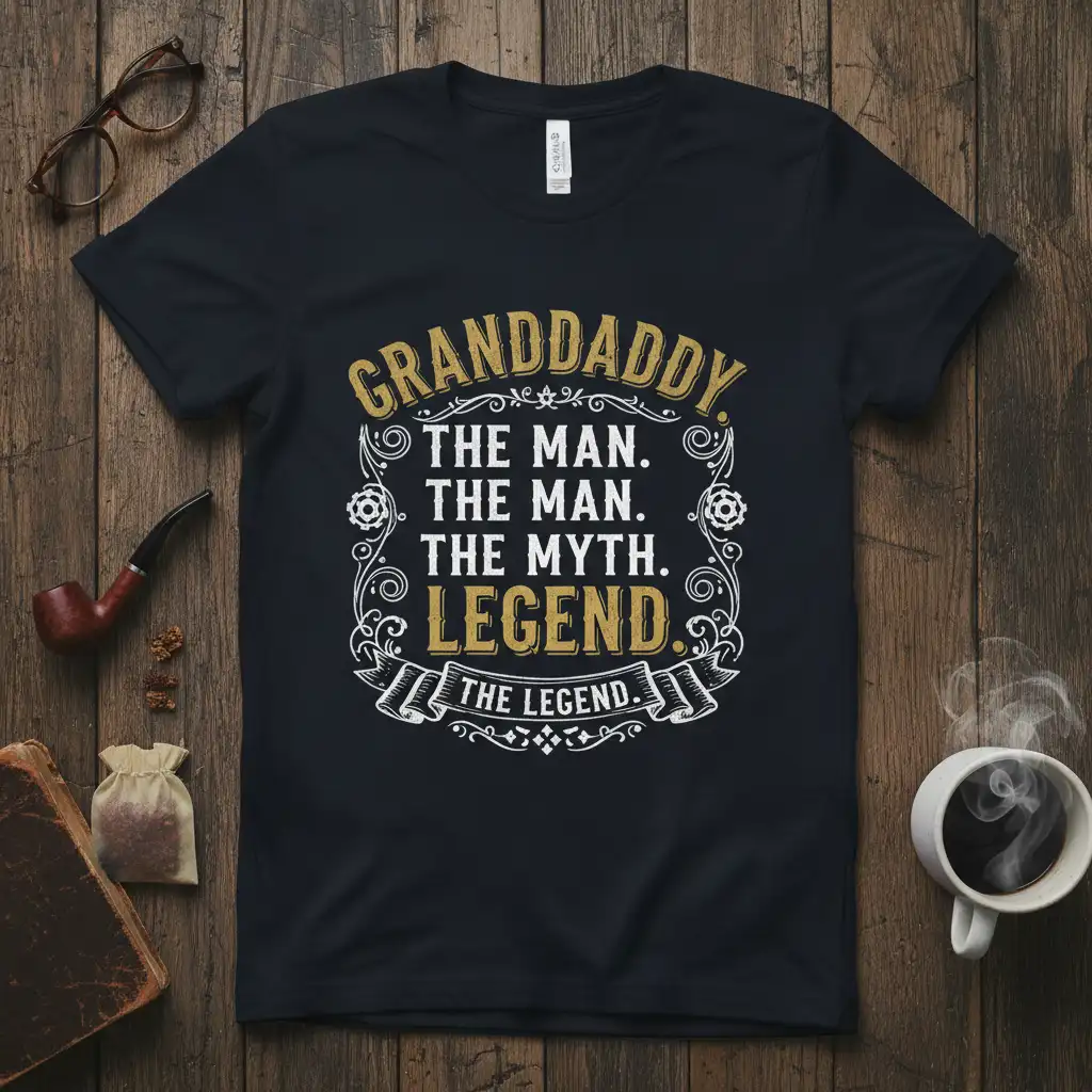 GRANDDADDY THE MAN. THE quote printed with eye-catching design on comfortable cotton fabric t-shirt design