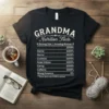GRANDMA Nutrition Facts Serving text design featuring creative typography on quality t-shirt