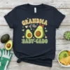 Grandma of the Baby-Cado t-shirt with two smiling avocado characters and text
