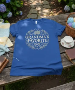 Grandma's Favorite t-shirt with knitting and crochet graphics in a circular design