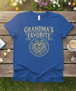Grandma's Favorite T-Shirt with a heart and floral design, perfect for grandmas