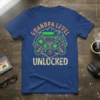 Grandpa Level Unlocked t-shirt design with a video game controller and battery bar graphic