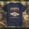 Grandpa and Granddaughter Best Friends For Life quote on a navy t-shirt with fist bump graphic