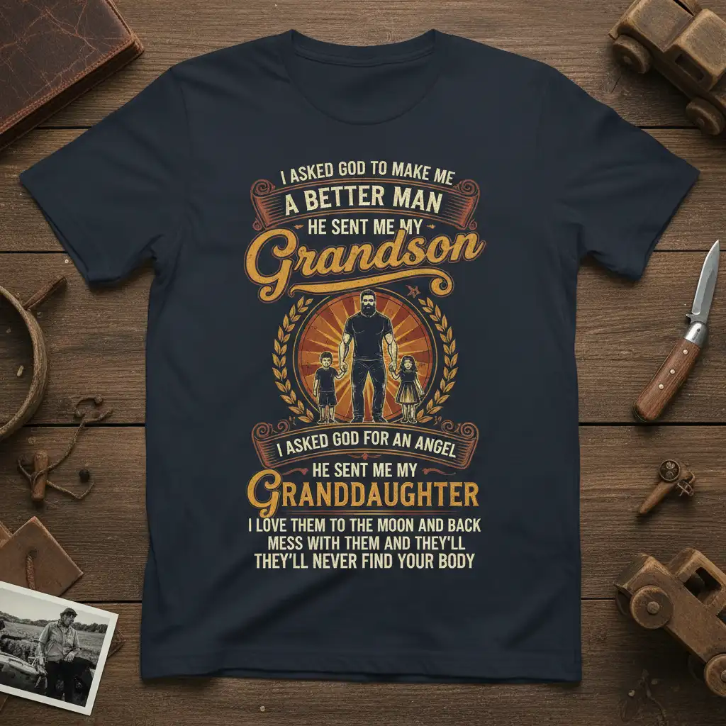 I ASKED GOD TO quote printed with creative illustration on durable material t-shirt design