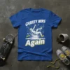 Gravity Wins Again funny t-shirt design featuring a skater falling with "WHOOSH!" and "Again" text
