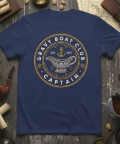 Gravy Boat Club Captain design with anchor and gravy boat graphic, text "Gravy Boat Club Captain Est. 1621"