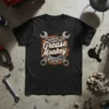 Grease Monkey T-Shirt with gear graphic and wrenches, suitable for mechanics and auto repair enthusiasts