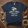 Great Lakes Unsalted Shark Free t-shirt with map and compass graphic in vintage style