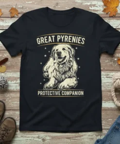 GREAT PYRENIES PROTECTIVE COMPANION bold graphic design printed on comfortable cotton t-shirt