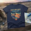 Great Sand Dunes National Park Colorado text with stylized desert landscape graphic on navy t-shirt