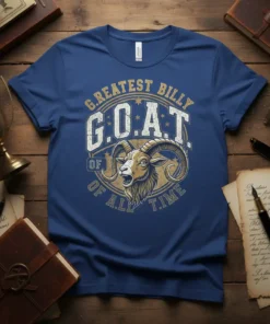 Greatest Billy GOAT of All Time t-shirt with a vintage distressed graphic of a billy goat and bold text