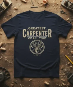 Greatest Carpenter Of All Time t-shirt design with deer and axes graphic