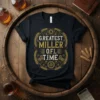Greatest Miller O.F.L TIME text design with wheat and gear graphics on a black t-shirt