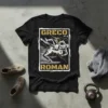 Greco Roman wrestling t-shirt design with two wrestlers in action and gold text