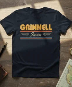 Retro GRINNELL Iowa t-shirt design with vintage stripes and text