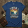 Grosse Ile Michigan It's Where My Story Began t-shirt with vintage sunset graphic and Michigan state outline