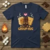 Group Hug t-shirt design featuring a marshmallow, chocolate bar, and graham cracker hugging each other