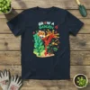 Grow A Garden t-shirt design featuring pixelated fox character surrounded by blocky plants and apples, inspired by Minecraft gaming