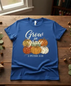 Grow in grace 2 Peter 3:18 unique graphic design printed on comfortable cotton t-shirt