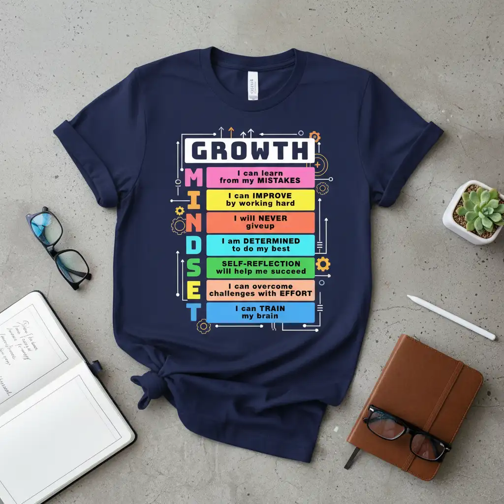 GROWTH MINDSET I can quote printed with unique artwork on breathable fabric t-shirt design