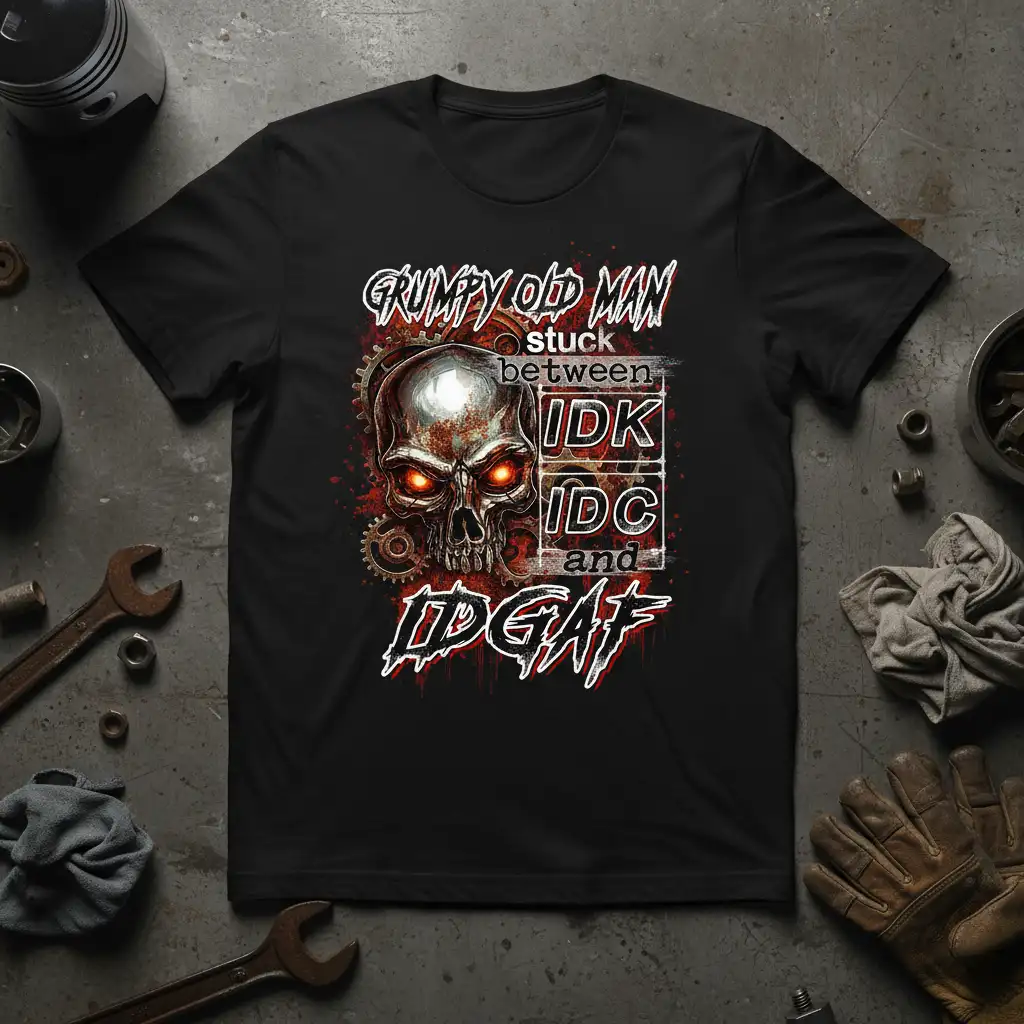 GRUMPY OLD MAN stuck quote printed with unique artwork on breathable fabric t-shirt design