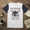 Grumpy old woman t-shirt with a black cat design and the quote "Don't Piss Me Off I'm A Grumpy Old