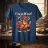 Guess What? graduation chicken t-shirt design with a rooster wearing glasses and holding a diploma