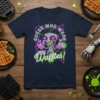 Guess Who Made Waffles! t-shirt featuring a cartoon robot character holding waffles and a waffle maker