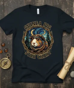 Guinea Pig Star Chart t-shirt design with a guinea pig in a starry night sky frame