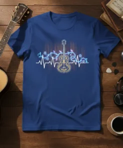 Guitar Heartbeat Design bold graphic design printed on comfortable cotton t-shirt