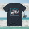 Gulf of America Est. 2025 t-shirt design with vintage-inspired typography and stars, navy blue background