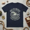 Gulf of Mexico Always and Forever t-shirt with a circular wave and sun design in cream text
