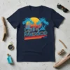 Retro Gulf of Mexico EST. 1550 t-shirt design with palm trees, sunset, and neon-style text