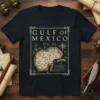 Gulf of Mexico ESTD.. 1672 vintage map t-shirt design with historical details and nautical elements